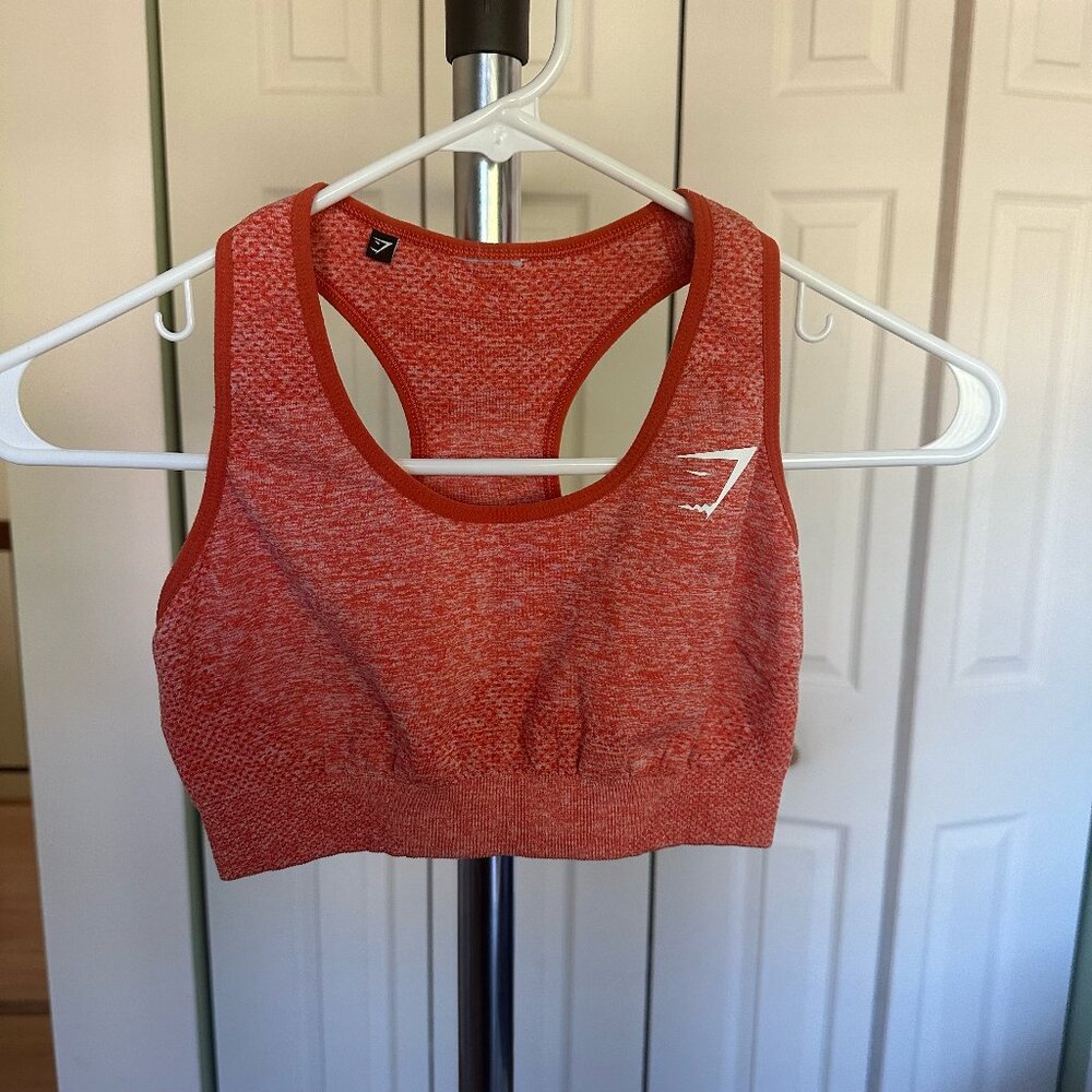 Gymshark Vital Seamless Sports Bra (Size Medium, Orange)